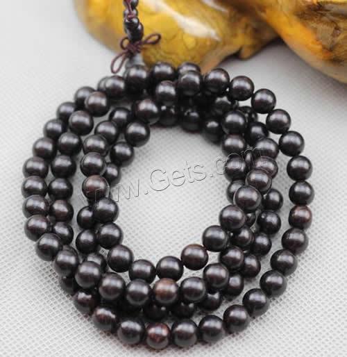 108 Mala Beads, Black Sandalwood, with nylon elastic cord, Round, different length for choice & Buddhist jewelry & different size for choice, 15Strands/Lot, Sold By Lot