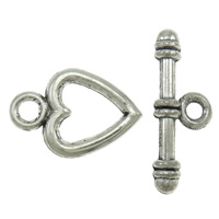 Zinc Alloy Toggle Clasp, Heart, plated, single-strand nickel, lead & cadmium free  Approx 2mm 