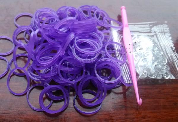 Loom Bands, Rubber, with Plastic, different packing style for choice & attachted crochet hook & with plastic S clip & DIY & for children, more colors for choice, 18x2mm, Sold By Bag