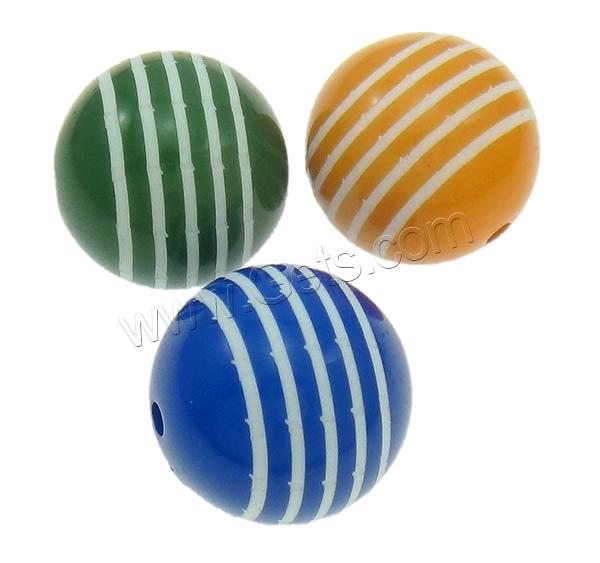 Acrylic Stripe Bead, Round, different size for choice & solid color, more colors for choice, Hole:Approx 2mm, 100PCs/Bag, Sold By Bag