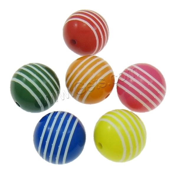 Acryl Stripe Bead, rund, verschiedene Größen vorhanden & Volltonfarbe & Streifen, keine, Bohrung:ca. 2mm, 100PCs/Tasche, verkauft von Tasche