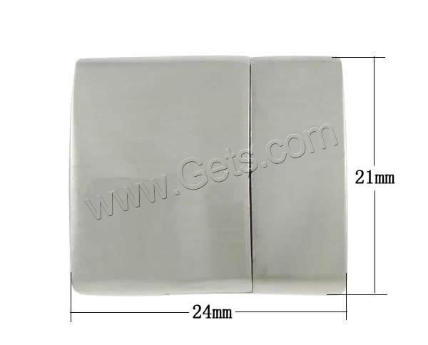 Stainless Steel Magnetic Clasp, Rectangle, Customized & matte, original color, 24x21x6mm, Hole:Approx 18.5x4mm, Sold By PC