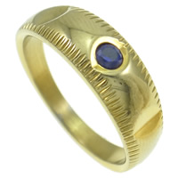 Нержавеющая сталь Rhinestone палец кольцо, нержавеющая сталь, плакирован золотом, со стразами размер:10, продается PC