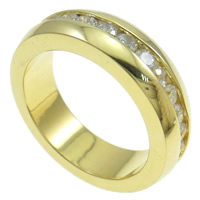 Cubic Zirconia anillo de dedo de acero inoxidable, Donut, chapado en color dorado, con circonia cúbica, 23x6mm, tamaño:6.5, Vendido por UD