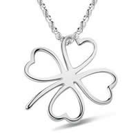 Sterling Silver Clover Pendant, 925 Sterling Silver, Four Leaf Clover, platinum plated Approx 3-8mm 