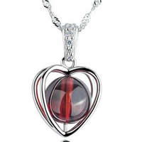 Sterling Silver Rhinestone Pendants, 925 Sterling Silver, with Garnet, Heart, platinum plated, January Birthstone & with rhinestone, deep red, nickel, lead & cadmium free Approx 3-8mm 