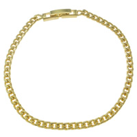 Латунные Браслеты, Латунь, плакирован золотом, Снаряженная цепь, не содержит никель, свинец длина:Приблизительно 6.5 дюймовый, продается Strand