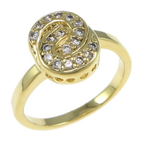 Cubic Zircon Brass Finger Ring, Flat Oval, plated, with cubic zirconia nickel, lead & cadmium free US Ring 