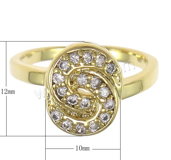 Cubic Zircon Brass Finger Ring, Flat Oval, plated, with cubic zirconia, more colors for choice, nickel, lead & cadmium free, 10x12mm, US Ring Size:8, Sold By PC