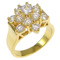 Cubic Zircon Brass Finger Ring, plated, with cubic zirconia nickel, lead & cadmium free, 15mm, US Ring 