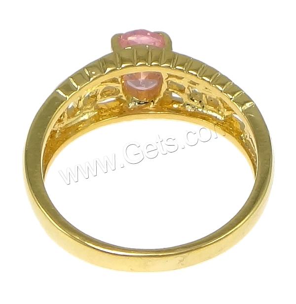 Cubic Zircon Brass Finger Ring, plated, with cubic zirconia & hollow, more colors for choice, nickel, lead & cadmium free, 8mm, US Ring Size:7, Sold By PC
