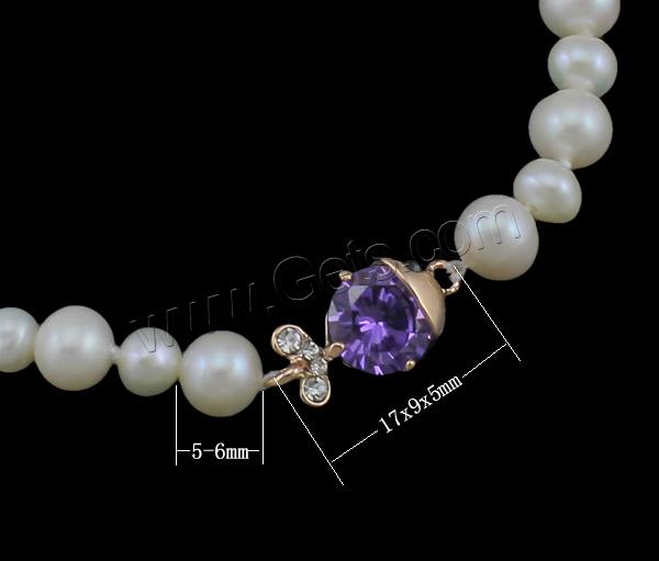 Cultured Freshwater Pearl Bracelets, brass clasp, with 3.8cm extender chain, Fish, natural, different styles for choice & with cubic zirconia, more colors for choice, 5-6mm, 17x9x5mm, Length:Approx 7.5 Inch, Sold By Strand