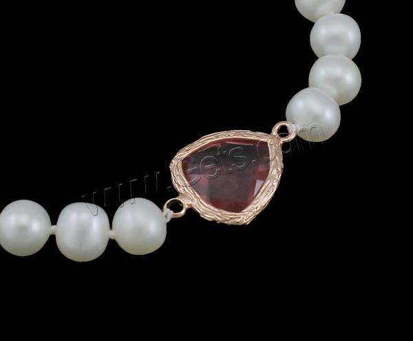 Cultured Freshwater Pearl Bracelets, with Crystal, brass clasp, with 3.5cm extender chain, Triangle, natural, different styles for choice & faceted, more colors for choice, 6-7mm, 13x20x5mm, Length:Approx 7.5 Inch, Sold By Strand
