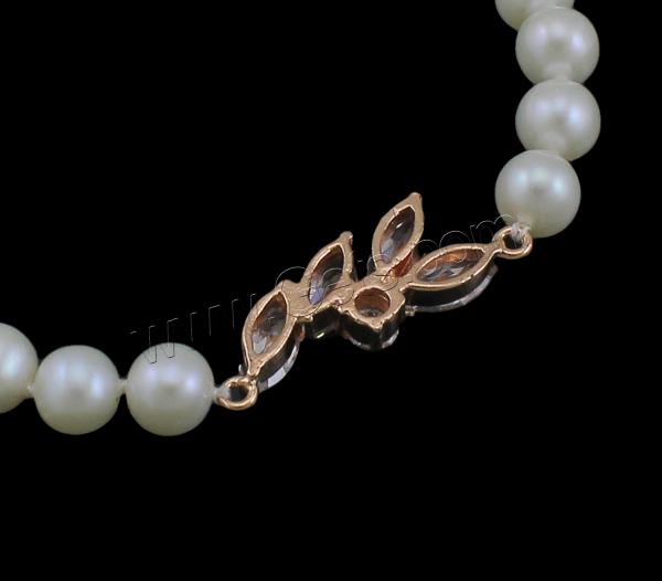 Cultured Freshwater Pearl Bracelets, brass clasp, with 3.5cm extender chain, Leaf, natural, different styles for choice & with cubic zirconia, more colors for choice, 6-7mm, 26x4x9mm, Length:Approx 7.5 Inch, Sold By Strand