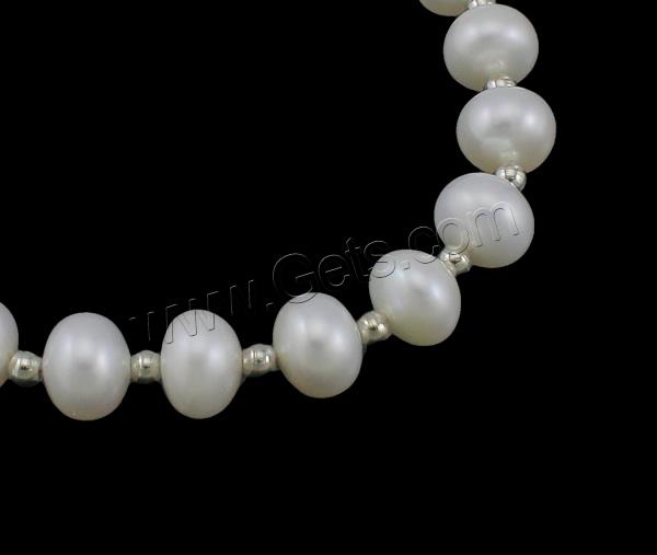 Bracelets de perles, perle d'eau douce cultivée, laiton fermoir, avec 3.5cm chaînes de rallonge, bouton, naturel, styles différents pour le choix, plus de couleurs à choisir, 7-8mm, Longueur:Environ 7.5 pouce, Vendu par brin