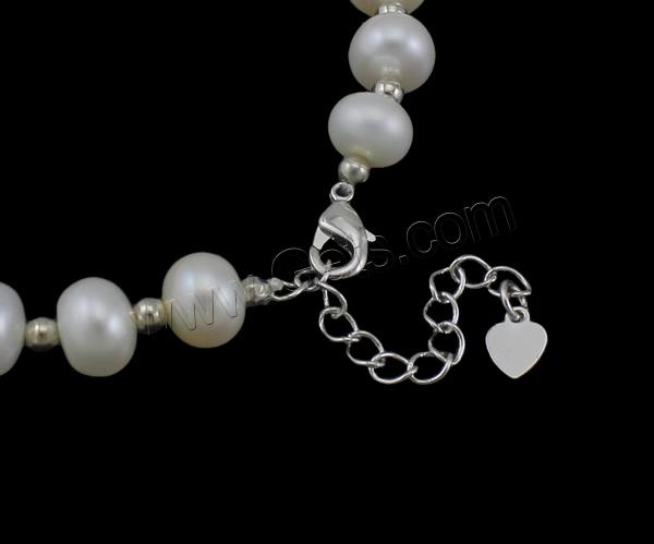 Pulseras de la perla, Perlas cultivadas de agua dulce, latón cierre, con 3.5cm extender cadena, Botón, natural, diferentes estilos para la opción, más colores para la opción, 7-8mm, longitud:aproximado 7.5 Inch, Vendido por Sarta