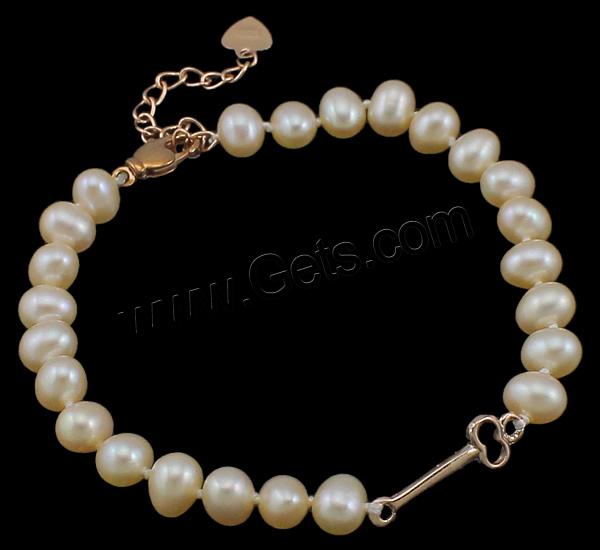 Cultured Freshwater Pearl Bracelets, brass clasp, with 3.5cm extender chain, Potato, natural, different styles for choice, more colors for choice, 5-6mm, 19x6x1.5mm, Length:Approx 7.5 Inch, Sold By Strand