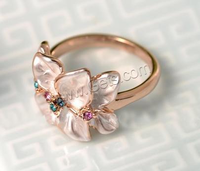 Палец кольцо Newegg®, цинковый сплав, плакирование настоящим розовым золотом, разный размер для выбора & эмаль & со стразами, белый, не содержит никель, свинец, 18x15mm, продается PC