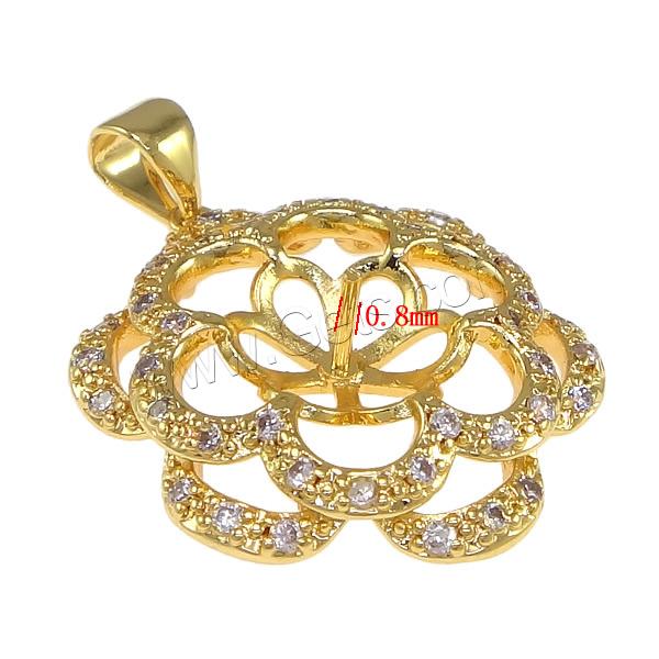 Brass Peg Bail, Flower, plated, micro pave cubic zirconia, more colors for choice, nickel, lead & cadmium free, 20x24x4mm, 0.8mm, Hole:Approx 3x4.5mm, Sold By PC
