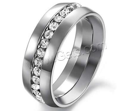 Нержавеющая сталь Rhinestone палец кольцо, нержавеющая сталь, Кольцевая форма, разный размер для выбора & со стразами, оригинальный цвет, 7.2mm, продается PC