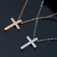 Titan Schmuck Halskette, Titanstahl, Kreuz, plattiert, Oval-Kette, keine, 10x15mm, Länge:ca. 18 ZollInch, verkauft von Strang