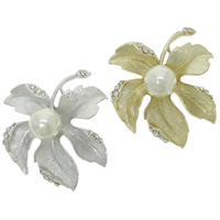 Zinc Alloy Costume Accessories, Leaf, plated, with glass pearl & with rhinestone nickel, lead & cadmium free 