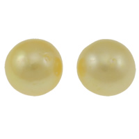 No Hole Cultured Freshwater Pearl Beads, Round, natural, gold, Grade AA, 11-12mm 