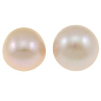 No Hole Cultured Freshwater Pearl Beads, Round, natural, pink, Grade AA, 11-12mm 