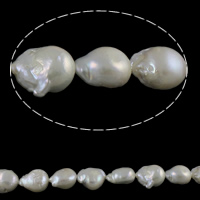 perles nucléées cultivées d'eau douce , perle nucléée de culture d'eau douce, baroque, naturel, blanc, 11-13mm Environ 0.8mm Environ 15.7 pouce, Vendu par brin