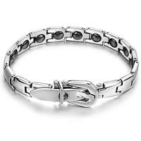 Stainless Steel Healing Bracelets, 316L Stainless Steel, with Magnetic Hematite, hygienical, original color, 8mm Approx 8.5 Inch 