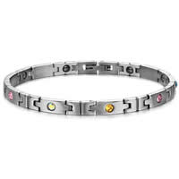 Stainless Steel Healing Bracelets, 316L Stainless Steel, with Magnetic Hematite, hygienical & with rhinestone, original color, 5mm Approx 8 Inch 