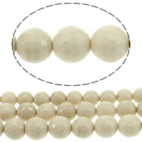 Perle aus Versteinertes Holz, Holzopal, rund, verschiedene Größen vorhanden & facettierte, Bohrung:ca. 1mm, verkauft von Strang