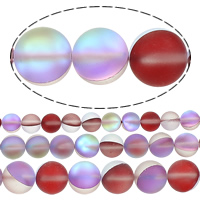 Glass Beads, Round, plated & frosted Approx 1mm Approx 15.5 Inch 