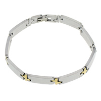 Two Tone Stainless Steel Bracelets, plated  Approx 8.5 Inch 