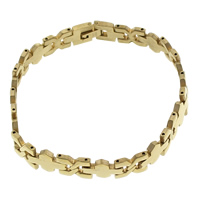 Bracelets en acier inoxydable, Placage de couleur d'or  Environ 8.5 pouce, Vendu par brin