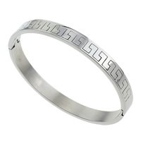 Stainless Steel Bangle, Oval, original color, 8mm, Inner Approx Approx 8.5 Inch 