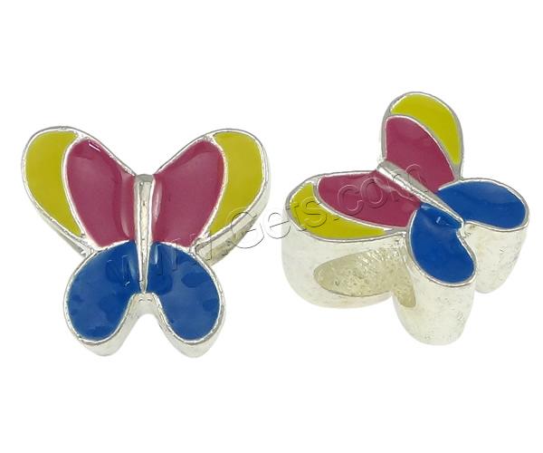 Enamel Zinc Alloy European Beads, Butterfly, plated, without troll, more colors for choice, nickel, lead & cadmium free, 12x11x8mm, Hole:Approx 4.5mm, Sold By PC