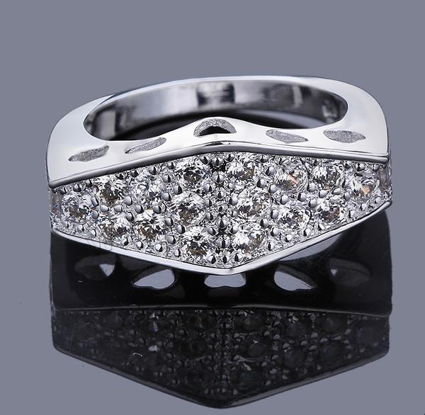 Brass, Rhombus, real silver plated, different size for choice & micro pave cubic zirconia, 23x9mm, Sold By PC