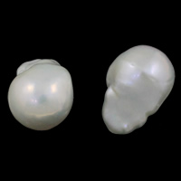 No Hole Cultured Freshwater Pearl Beads, Cultured Freshwater Nucleated Pearl, Keshi, natural, white, Grade AAA, 13-15mm 