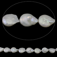 Keishi 培養した淡水の真珠, 天然有核フレッシュウォーターパール, 水滴, 天然, ホワイト, グレードA, 13-14mm, 穴:約 0.8mm, 長さ:約 15.3 インチ, 売り手 ストランド
