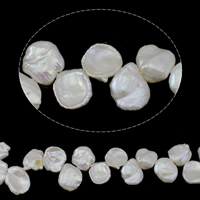 Keishi 培養した淡水の真珠, 天然有核フレッシュウォーターパール, 圭司, 天然, 掘削トップ, ホワイト, グレードAAA, 13-15mm, 穴:約 0.8mm, 長さ:約 15.3 インチ, 売り手 ストランド