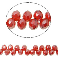 Nachmachung Swarovski Oval Perlen, Kristall, bunte Farbe plattiert, facettierte & AA grade crystal, mehrere Farben vorhanden, 6x8mm, Bohrung:ca. 2mm, Länge:ca. 13 ZollInch, ca. 100PCs/Strang, verkauft von Strang
