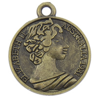 Zinc Alloy Commemorative Coin Pendant, antique bronze color plated, with letter pattern, nickel, lead & cadmium free Approx 2mm, Approx 