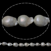 Perlas Cultivadas Nucleadas de Agua Dulce, Gota, natural, Blanco, 11-13mm, agujero:aproximado 0.8mm, longitud:aproximado 15.5 Inch, Vendido por Sarta