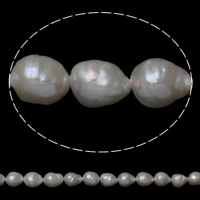 Perlas Cultivadas Nucleadas de Agua Dulce, barroco, natural, Blanco, 9-11mm, agujero:aproximado 0.8mm, longitud:aproximado 15.5 Inch, Vendido por Sarta