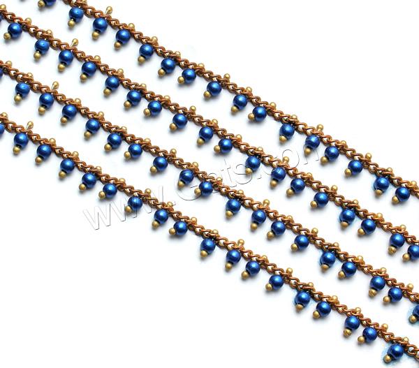 Glass Pearl Beaded Chain, with Brass, Round, plated, twist oval chain, more colors for choice, nickel, lead & cadmium free, 4mm, 2x0.5mm, Sold By m