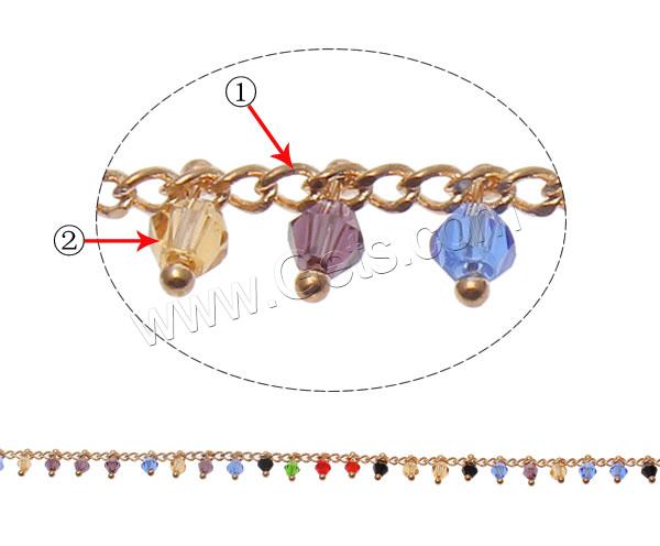 Crystal Beaded Chain, with Brass, plated, twist oval chain & faceted, more colors for choice, nickel, lead & cadmium free, 3.5x3.5mm, 2x0.5mm, Sold By m