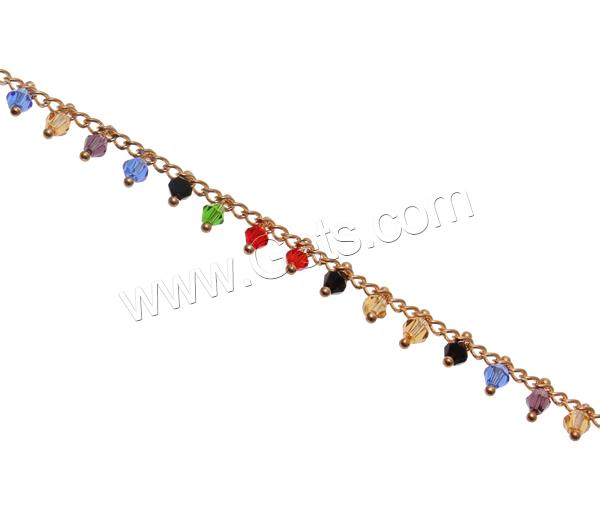 Crystal Beaded Chain, with Brass, plated, twist oval chain & faceted, more colors for choice, nickel, lead & cadmium free, 3.5x3.5mm, 2x0.5mm, Sold By m