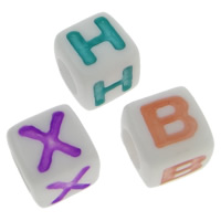 Plastique ABS Alphabet Perles, avec le motif de lettre & mélangé Environ 4mm, Environ Vendu par sac