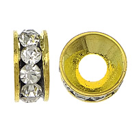 Rondelle Rhinestone Spacer, Brass, plated, with rhinestone Approx 4mm 
